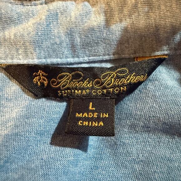 Brooks Brothers Supima Cotton Ruffle Henley Long Sleeve Top Blue Size Large - Picture 3 of 14